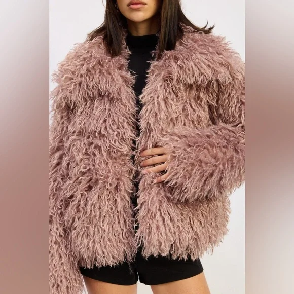Sedgewick Pink Shaggy Faux Fur Coat - Picture 6 of 6